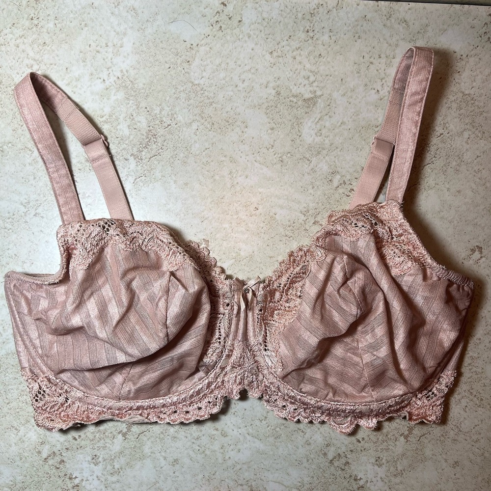 Lunaire 15211 Sexy Nude Whimsy Barbados Lace Underwire Full Figure Bra 36DD EUC‎